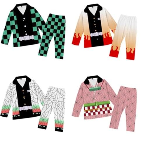 Demon Slayer: Kimetsu No Yaiba Pajamas Set Tomioka Giyuu Print Sleepwear Clothes Men Women Cartoon Pijamas Spring Autumn Pyjamas