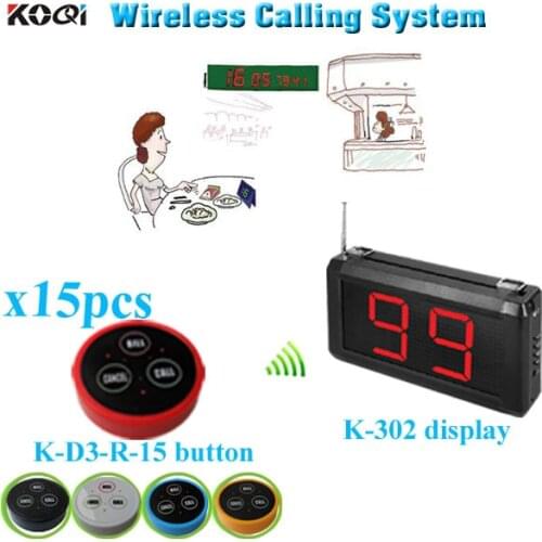 Restaurant Wireless Paging System Hot Sell Restaurant Equipment With Display And Call Buzzer (1 display+ 15 table bell button)