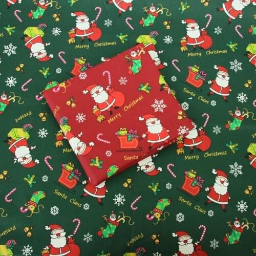 100% cotton twill cloth dark red GREEN Chrismas Santa Claus fabrics for DIY bedding handwork tablecloth quilting patchwork craft
