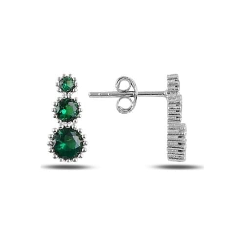 Silver 925 Sterling Cottage Colorful Zircon Stone Earrings
