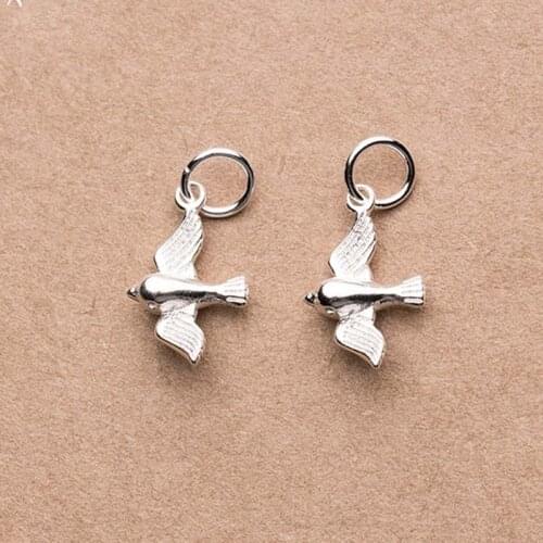 925 Sterling Silver Lovely Bird Charms 9x12mm Handmade Carft Necklace Bracelets Charms&Pendants DIY Jewelry Making Accessories