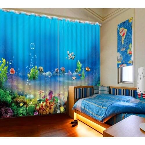Customize Ocean World stereoscopic curtains 2019 3D long curtain for the living room mediterranean style curtains