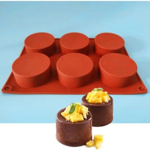 Silicone 6 Round Cup Cake Mold Muffin Cup Cylindrical Handmade Soap Mold DIY Baking Tools
