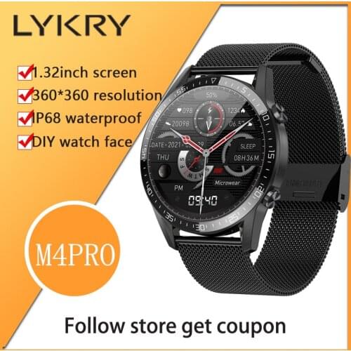 LYKRY Smart Watch Smartwatch 1.32inch Screen Bluetooth-compatible Call IP68 Waterproof Rotate Button Men Watch Heart Rate PK L13