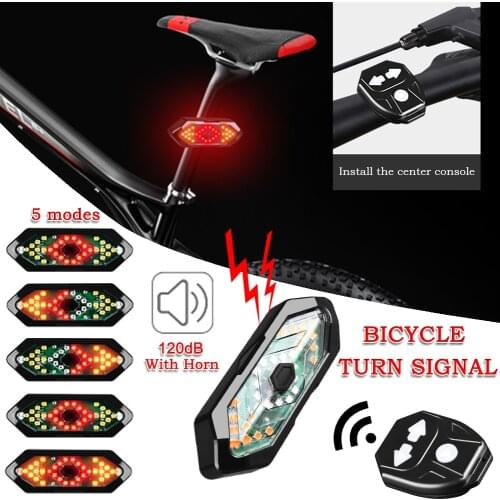 USB Rechargeable Bike Light Remote Control Waterproof MTB Bicycle Taillight Safety Warning Bike Brake Rear Lights with Horn