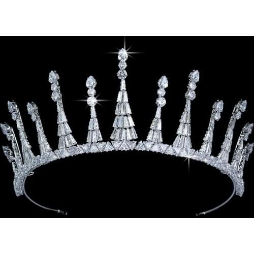 Tiaras and Crown HADIYANA Women Wedding Bridal Hair Accessories Fashion Party Gift Hair Jewelry Zircon BC5578 Corona Princesa