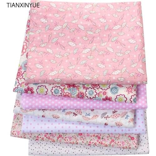 TIANXINYUE choose size 7 pcs/lot Pink color 100% Cotton Quilts Fabric for Sewing Patchwork Kids Bags Baby toy DIY dot Fabric