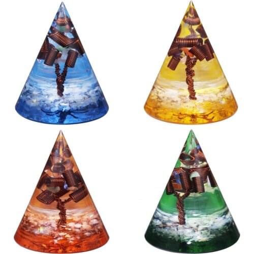 TUMBEELLUWA Tree of Life Conical Orgone Pyramid Copper Coils Healing Crystal Point Energy Generator for Reiki Chakra Meditation