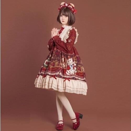 Palace vintage sweet lolita dress Crown bear flare sleeve bowknot lace victorian dress kawaii girl gothic lolita op loli cos