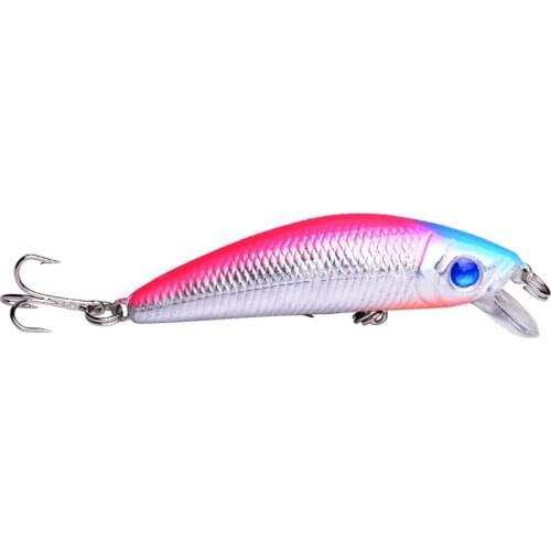 YUZI 1Pcs Fishing Minnow Lure 7m/7.6g Laser 3D Eyes Hard Baits 6#Hooks For Wobblers Pike Winter Sea Fishing Decoy Tools