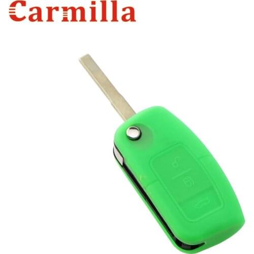 Carmilla Silicon Key Protection Cover Key Decoration Bag Key Case for Ford Fiesta MK7 2009 - 2015 Car Folded Key Accessory