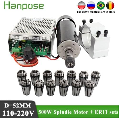 0.5kw clamps Air cooled Air cooled spindle ER11 chuck CNC 500W Spindle Motor + Power Supply speed governor
