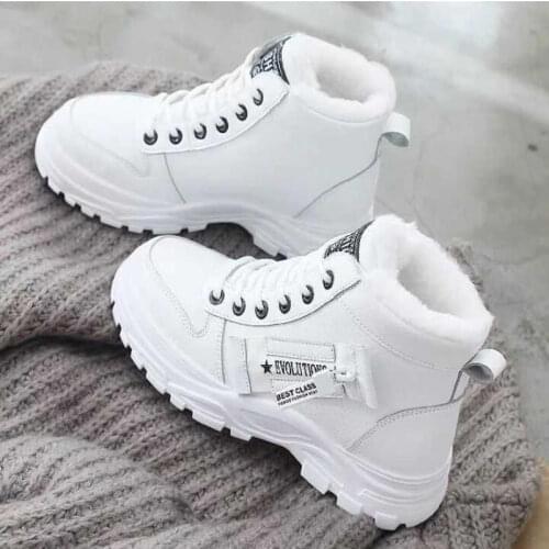 Women Shoes Fashion Casual Shoes For Women High Top Women Sneakers Flats Platform 2020 Winter Shoes Warm Plush White Shoes