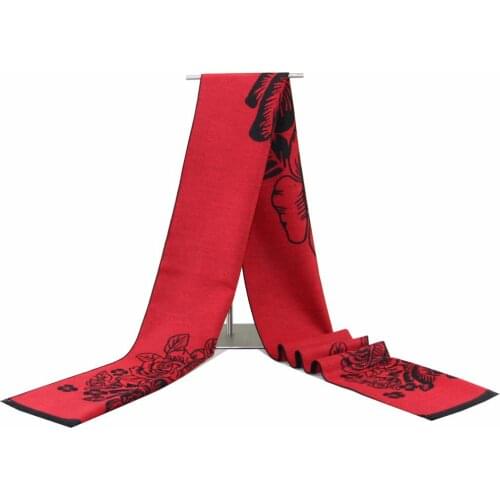 Print Red Women cashmere scarves with tassel lady winter autumn long scarf high quality keep warm female shawl thicker men scarf