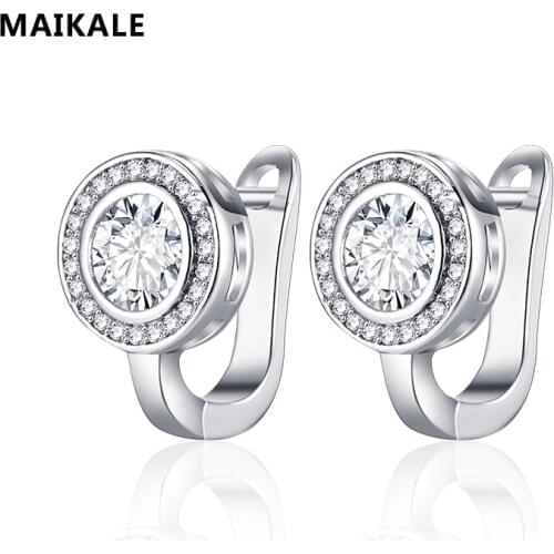 MAIKALE Round Earrings Hypoallergenic Gold Micro-inlaid Black Cubic Zirconia Stud Earrings For Women Fashion Jewelry Exquisite