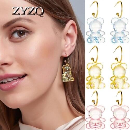 ZYZQ Cute Cartoon Bear Women Earrings Three-Dimensional Candy Color Texture Animal Earrings