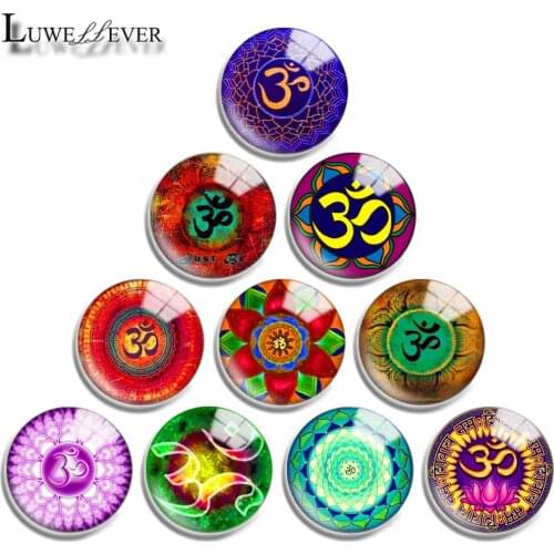 12mm 16mm 20mm 25mm 30mm 40mm 728 Yoga Mix Round Glass Cabochon Jewelry Finding 18mm Snap Button Charm Bracelet