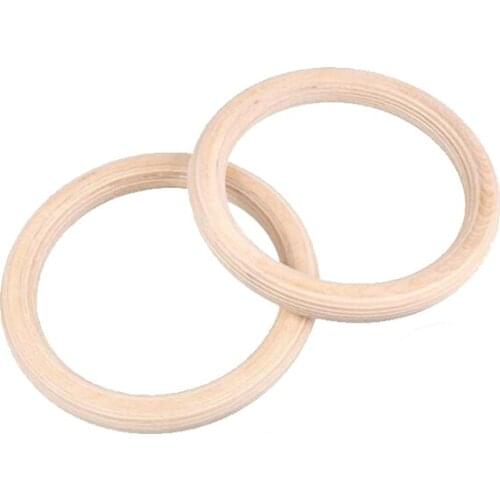 2Pcs/Pairs Wood Wooden Ring Portable Gymnastics Rings Gym Shoulder Strength Home Fitness Training Equipment