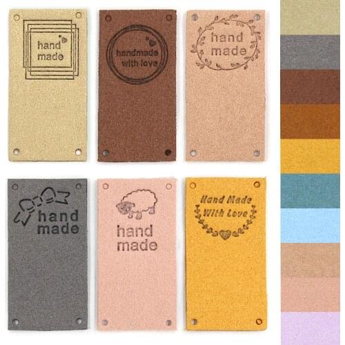 20Pcs Leather Label Handmade Labels For Hat Knitted Hand Made With Love Tags For Clothes/Gifts Mix Sew Labels 2.5x5CM