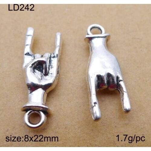 25pcs Antique Silver Alloy Retro Finger Charm Pendant Jewelry Findings Accessories 8x22mm