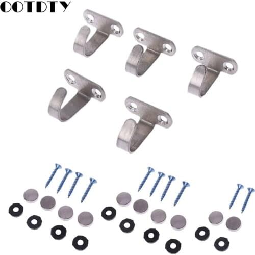 5x Stainless Steel J Shape Hook For Ceiling Cabinet Top Hanger Cloth Towel Robe