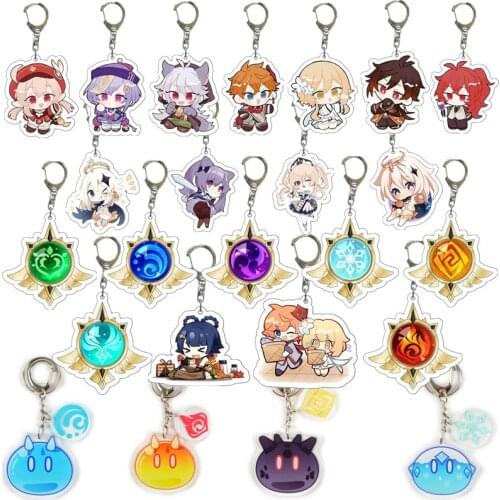 Genshin Impact Slime Character Keychain Cosplay Acrylic Key Chain Pendant Keyring Prop