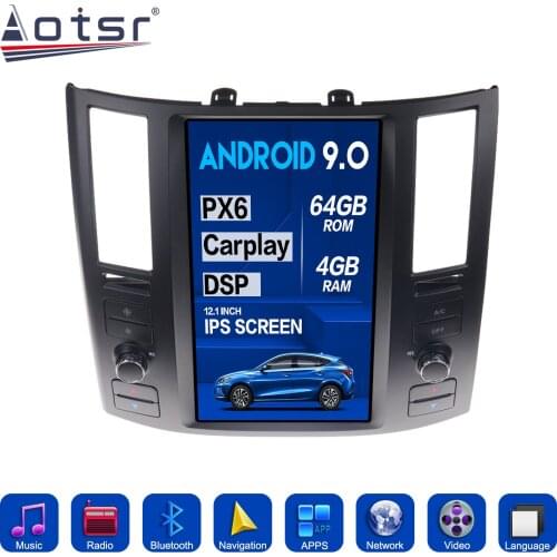 4+128GB For Infiniti FX35 FX45 2006 - 2009 Android 9 Tesla Style Vertical Screen Car GPS Navigation Multimedia Radio
