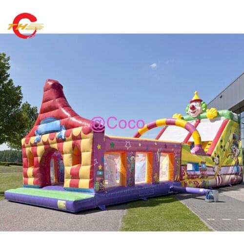 Free ship to sea port!Newest Inflatable Clown Bouncer Slide House Amusement Park Commercial Inflatable Funcity