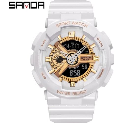 SANDA Brand Wrist Watch Men Watches Military Army G style Sport Wristwatch Dual Display Male Watch For Couples Clock Waterproof