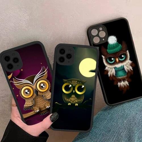 Phone Case For iphone 12 11 7 8 plus mini x xs xr pro max animal cute cartoon owl Bird matte transparent cover