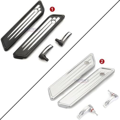 Black chromed Deep Edge Cut Saddlebag hinge Covers for harley Glide 2014-2020