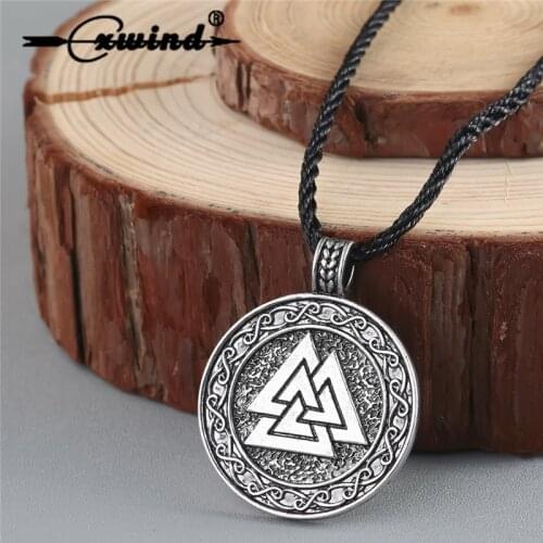 Cxwind Retro The Valknut Viking Necklace Pendant Scandinavian Norse Vikings Symbol Charms Knot Cross Necklaces Talisman Jewelry