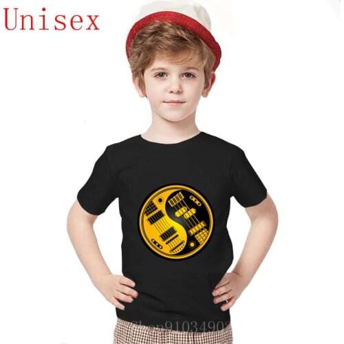 Guitar and bass yin yang yellow kids summer clothes Summer Short Sleeve girls tops Summer Color diversified Fashion Comfortable