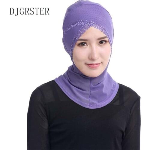 DJGRSTER 5pcs/lot Diamond Lace Islamic Hijab Scarf Jersey Hijabs Caps Silk Muslim Beautiful Wedding Gift Ponchos Sjaals Dames