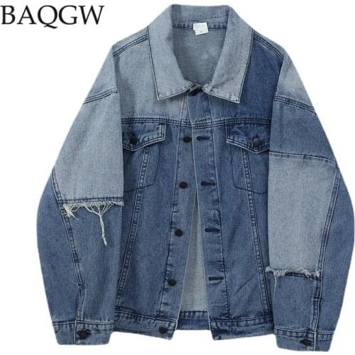 Color Patchwork Jeans Jacket Women Autum Coat Oversize Boyfriend Loose Denim Jacket Outerwear Fashion Streetwear Ladies Jackets