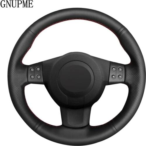 GNUPME DIY Hand-stitched Black Artificial Leather Car Steering Wheel Cover for Seat Ibiza 6L leon 2007 2008