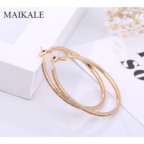 Classic Big Round Circle Cubic Zirconia Hoop Earrings for Women Gold Silver Color CZ Hanging Earring Simple Jewelry Girls Gifts