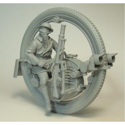 1/35 ancient warrior with Monowheel moto INLCUDE 7 HEADS Resin Model Miniature figure Unassembly Unpainted