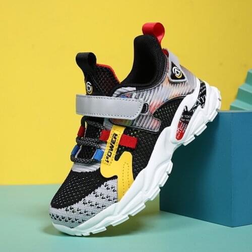 Childrens Spring Autumn Casual Shoe Boys Flying Mesh Breathable Color Matching Sneakers Thick Soled Non Slip Running Shoe 29-39