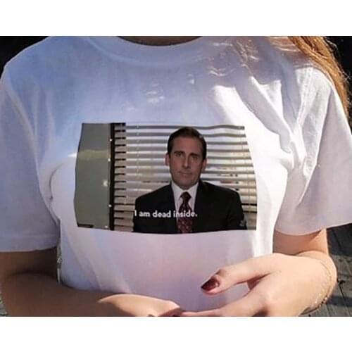 Kuakuayu HJN Unisex Tumblr Grunge Fashion White Tee The Office Michael Scott I Am Dead Inside Quotes Funny T-Shirt
