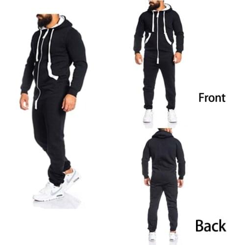 Men Jumpsuit Onesie sSweashirt Casual Jumpsuit Pajama Playsuit Zipper Hoodie Male Onesie Solid Long Sleeve Streetwear Overalls