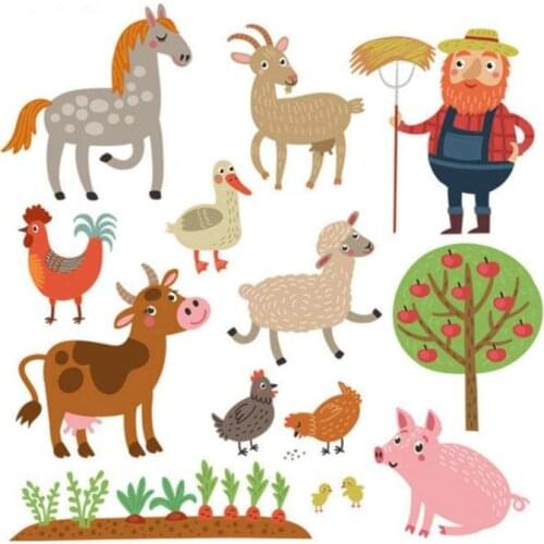 Farm animals PVC Patch deal with it Clothes Heat Transfer Printing T shirt baby iron on patches for clothing girl cute Stickers