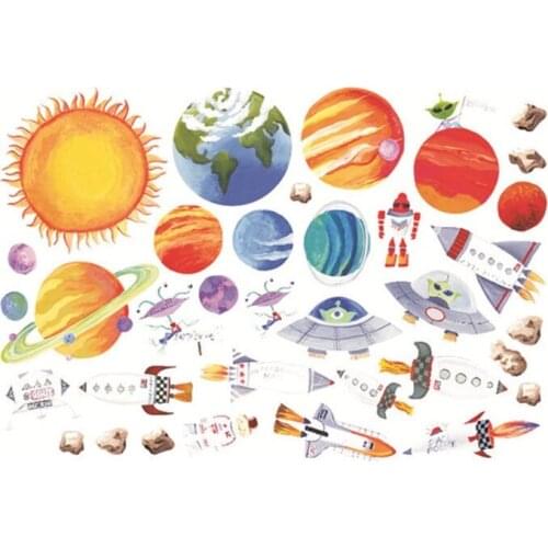 Solar System Star Planets Wall Stickers for Kids Room Living Room Home Decoratin
