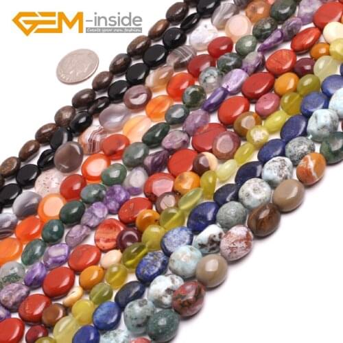 6x8mm Assorted Materials Freeform Nugget Loose Beads Gem Stones Jewelry Making Beads 15" DIY Strand Wholesale Gem-inside