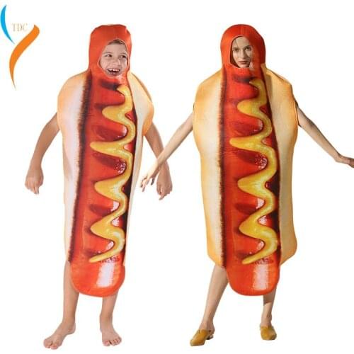 2019 New Funny 3D Print Sausage Cosplay Hot Dog Costumes Child Cartoon Halloween costume for Kids Food Carnival boy Fancy Dress