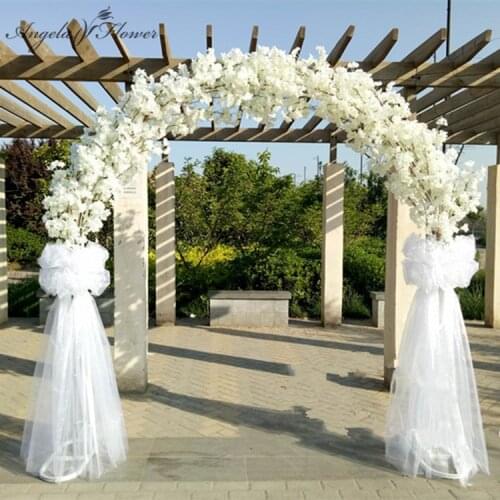 New artificial flower cherry blossom with metal wedding iron arch stand full cherry blossom +arch shelf DIY window party decor
