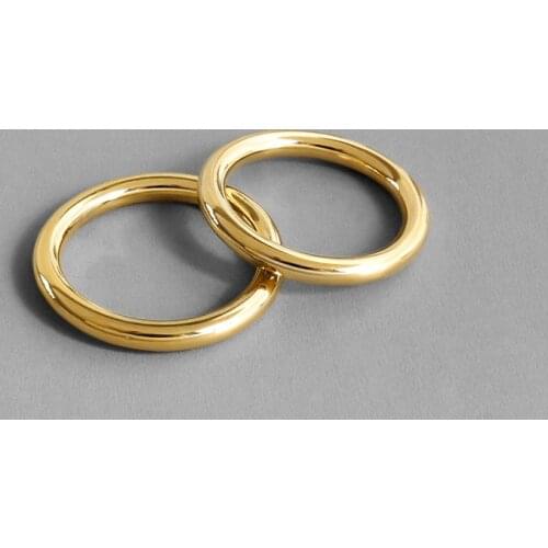 2.5mm 1pc 100% Authentic 925 sterling silver Golden Polished Glossy runded Thin Rings adjust TLJ961