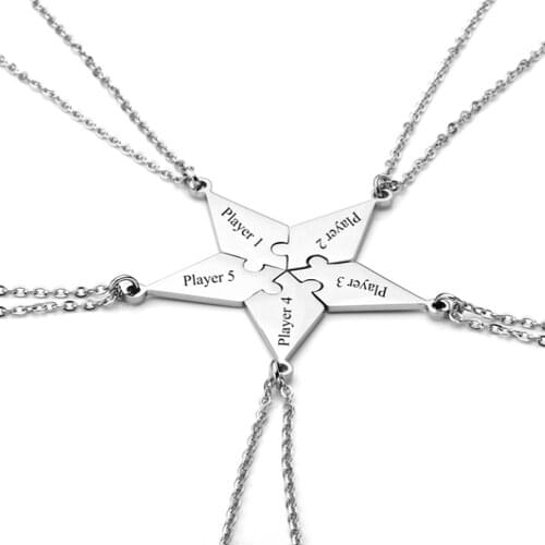 PiercingJ Latest Stainless Steel 5/6 Piece Best Friends BFF Pendant Necklace Friendship Puzzle Piece Charm Pendant Necklace Set