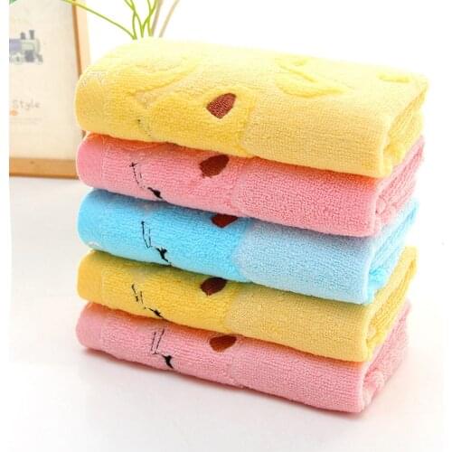 Non-twisted Towel bamboo fiber solid Towel Music Cat pattern Baby Wash Towels Spa Facial Bath Towel 25x25cm
