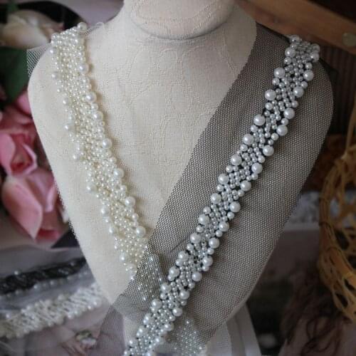 Net Yarn Beading Clothing Lace Wedding Veil Stitching Decoration Materials Pearl Lace DIY Accessories